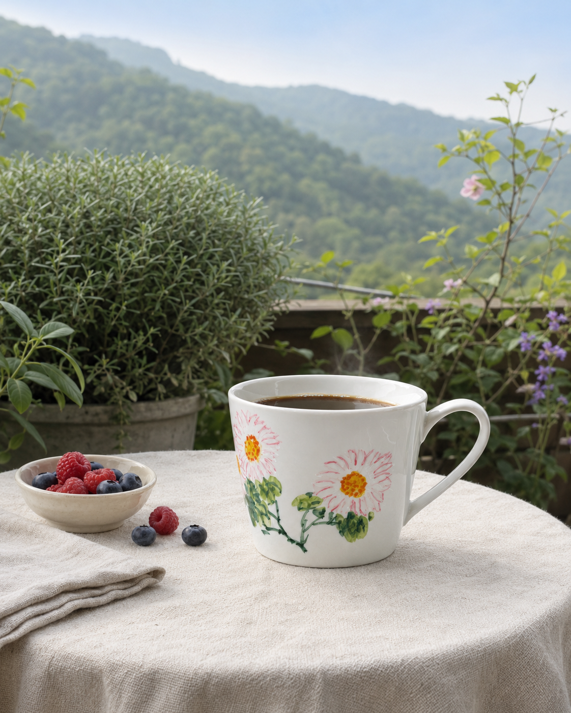 Blushing Daisy Hand-Painted Mug
