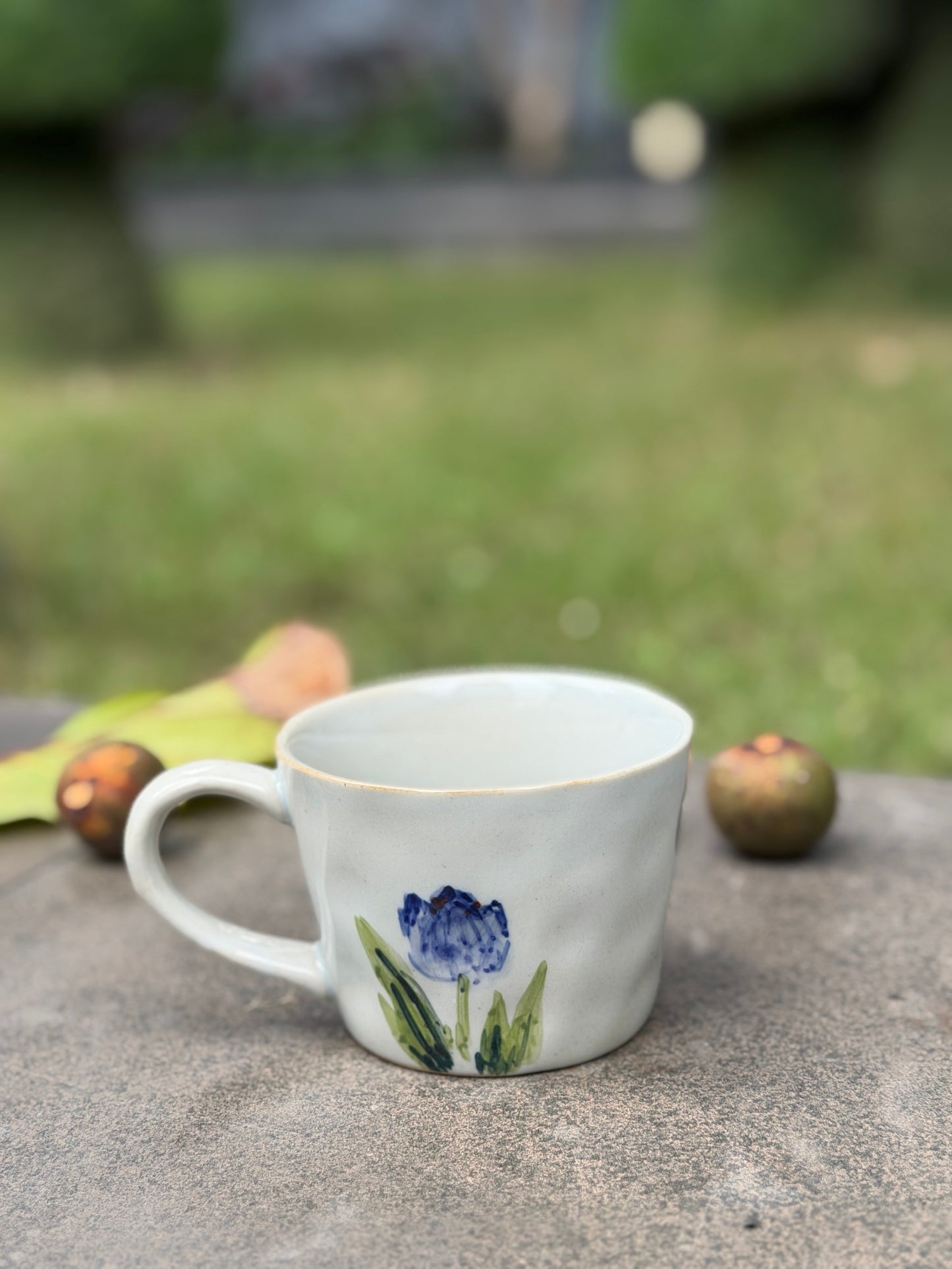 Blue Tulip Hand-Painted Mug