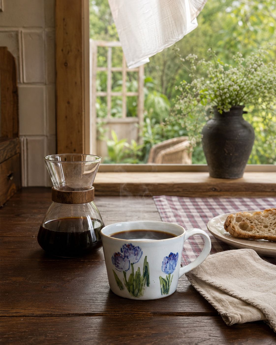 Blue Tulip Hand-Painted Mug