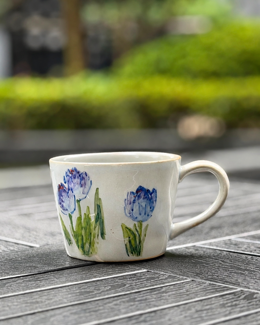 Blue Tulip Hand-Painted Ceramic Mug – The Quiet Clay