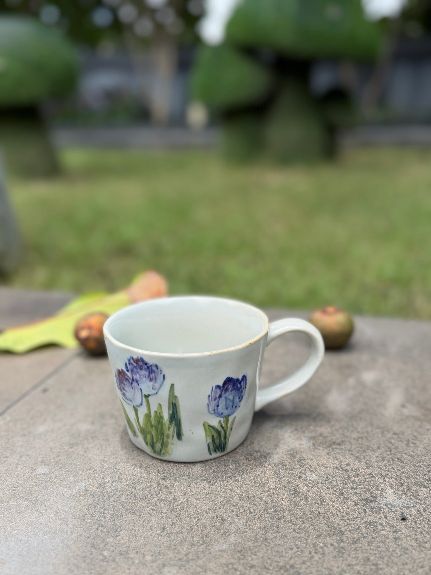 Blue Tulip Hand-Painted Mug