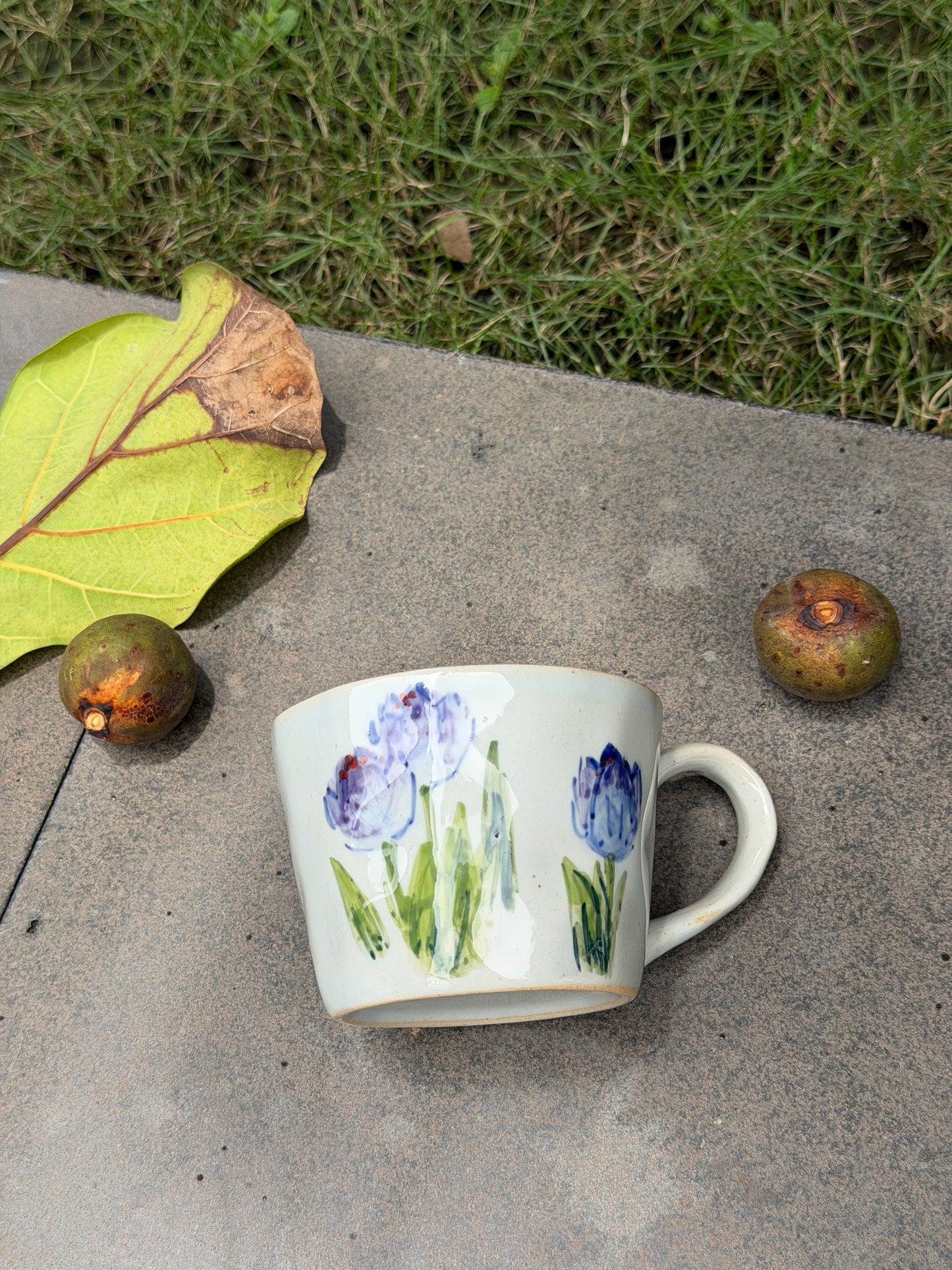 Blue Tulip Hand-Painted Mug