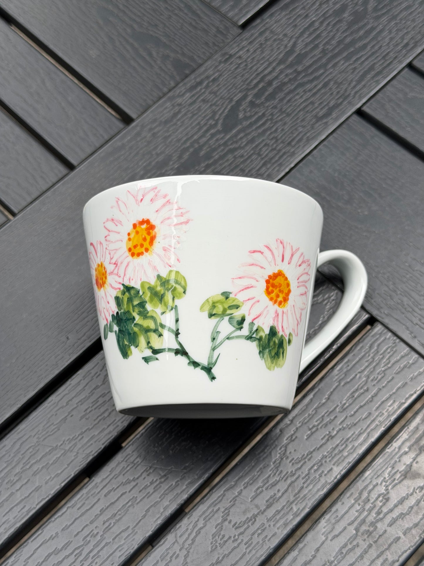 Blushing Daisy Hand-Painted Mug