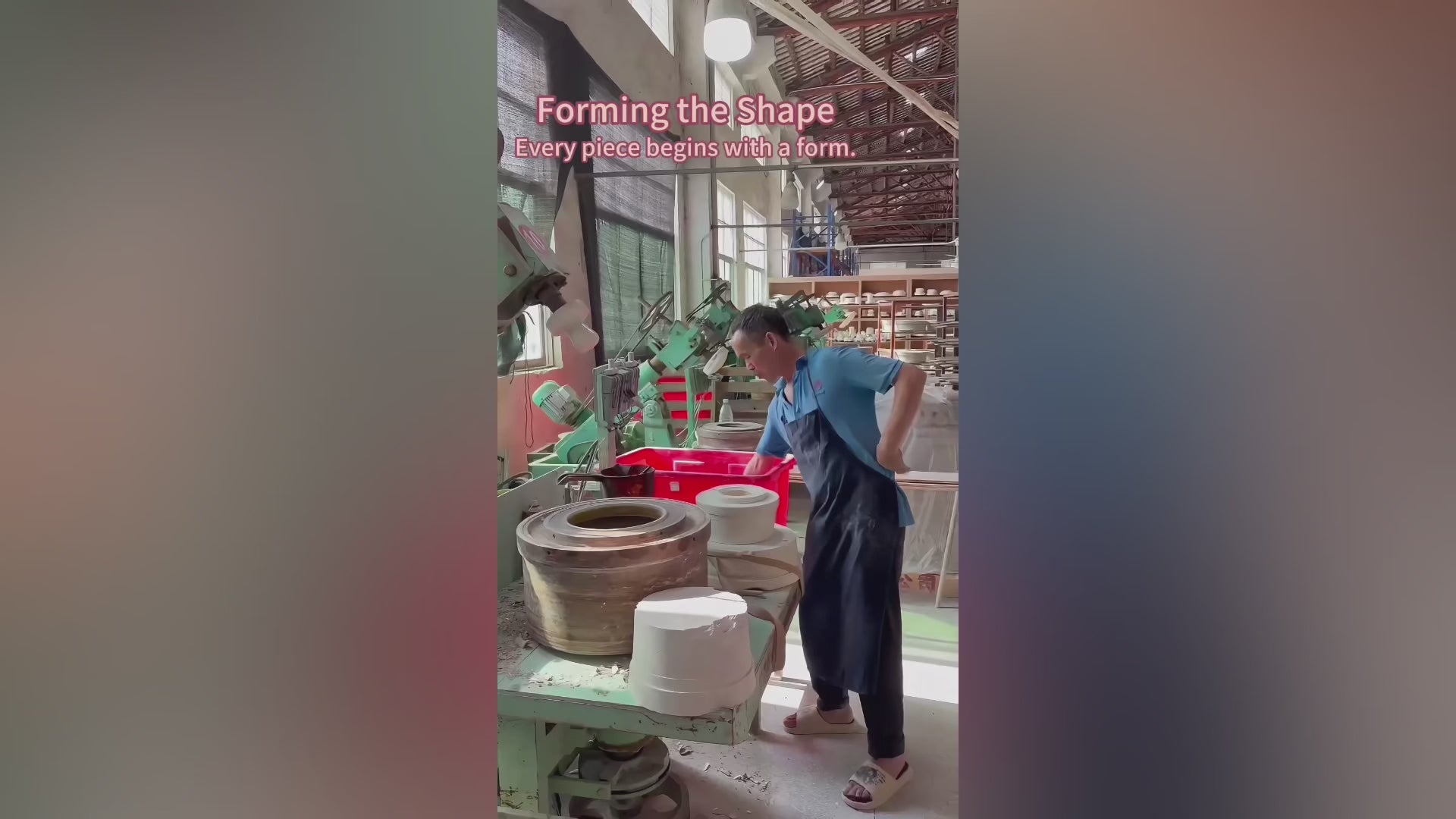 Load video: The process of making stoneware ceramics from clay to finished pieces.