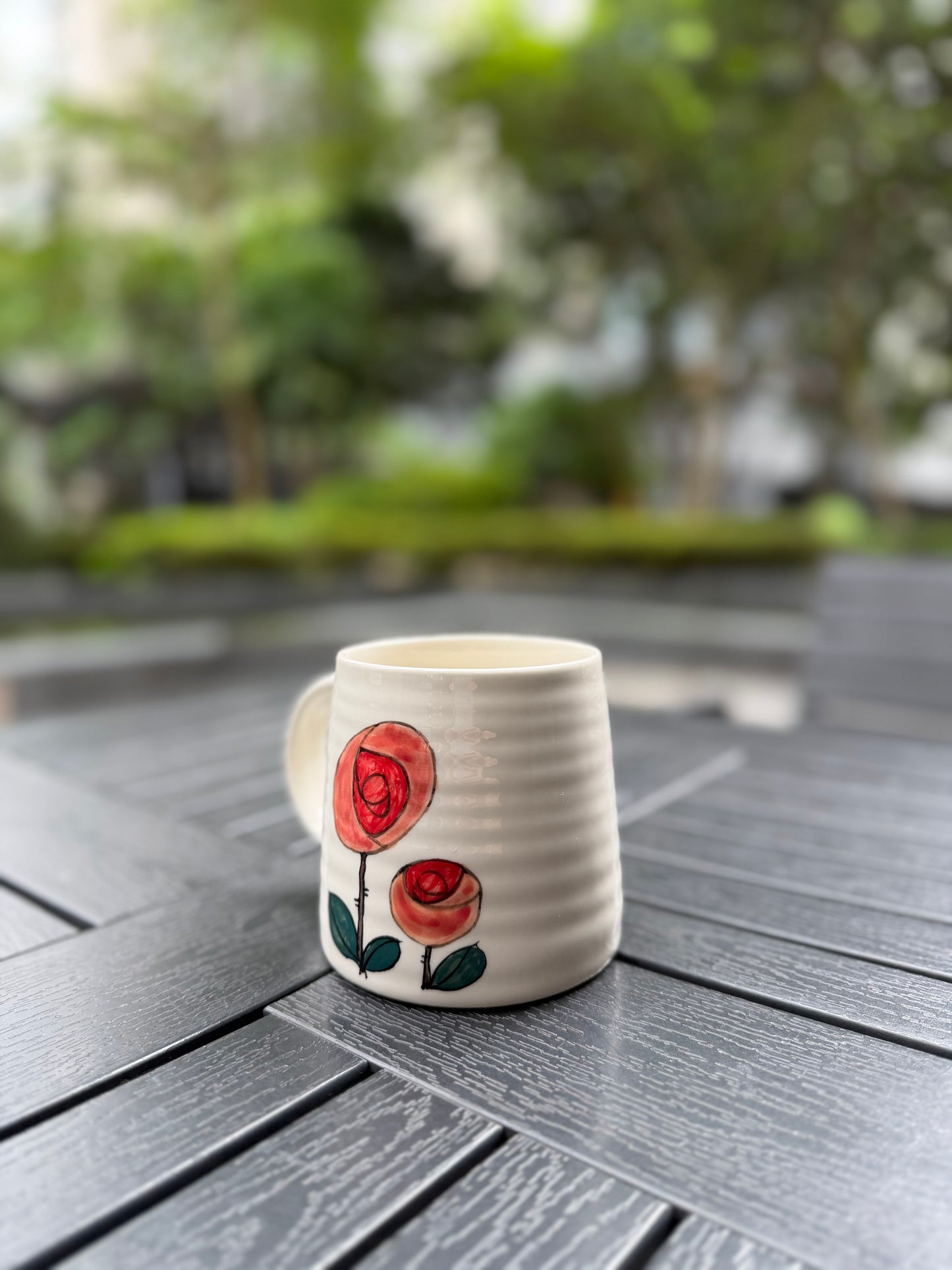 Rose Reverie Hand-Painted Ceramic Mug