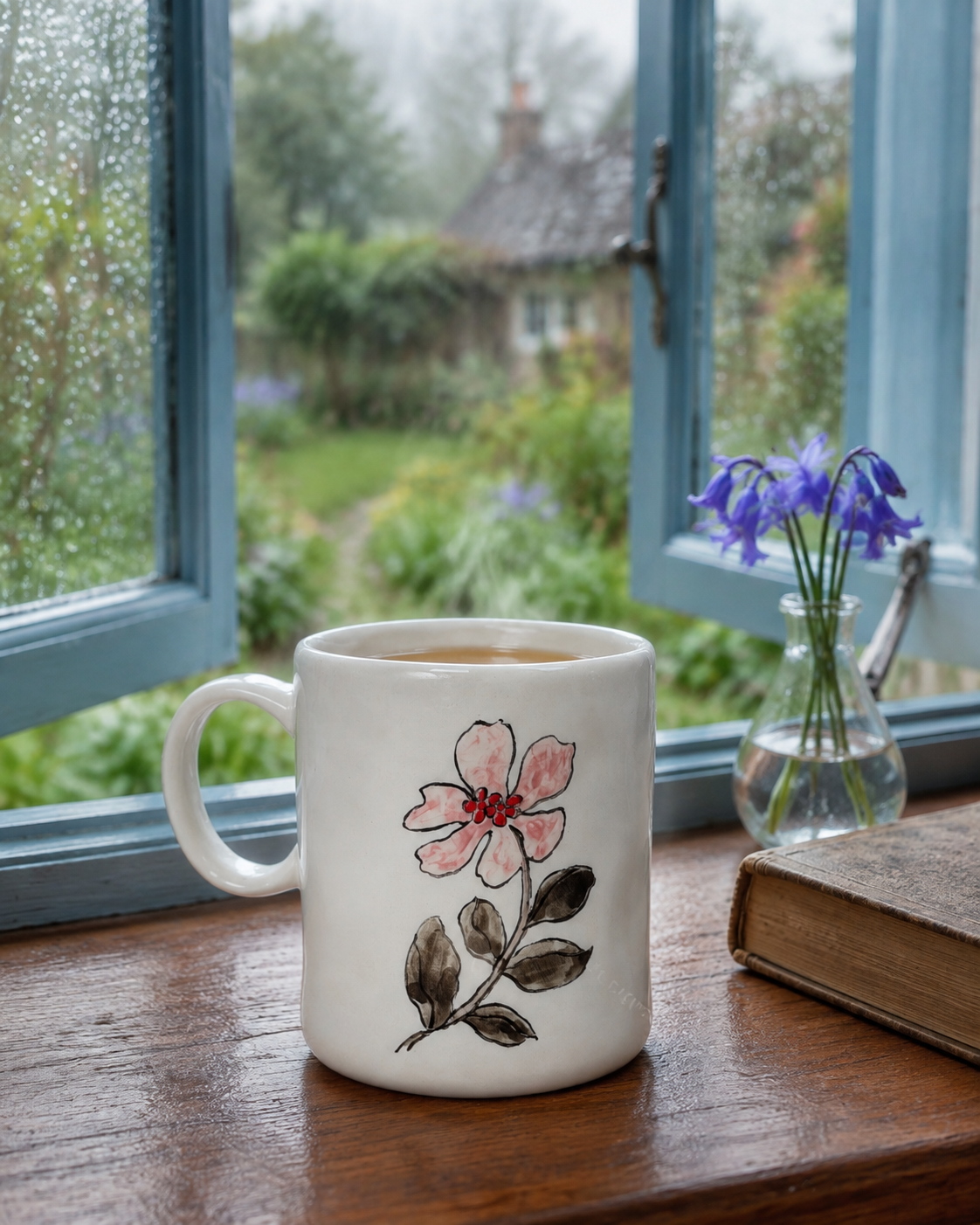 Scarlet Muse Hand-Painted Ceramic Mug