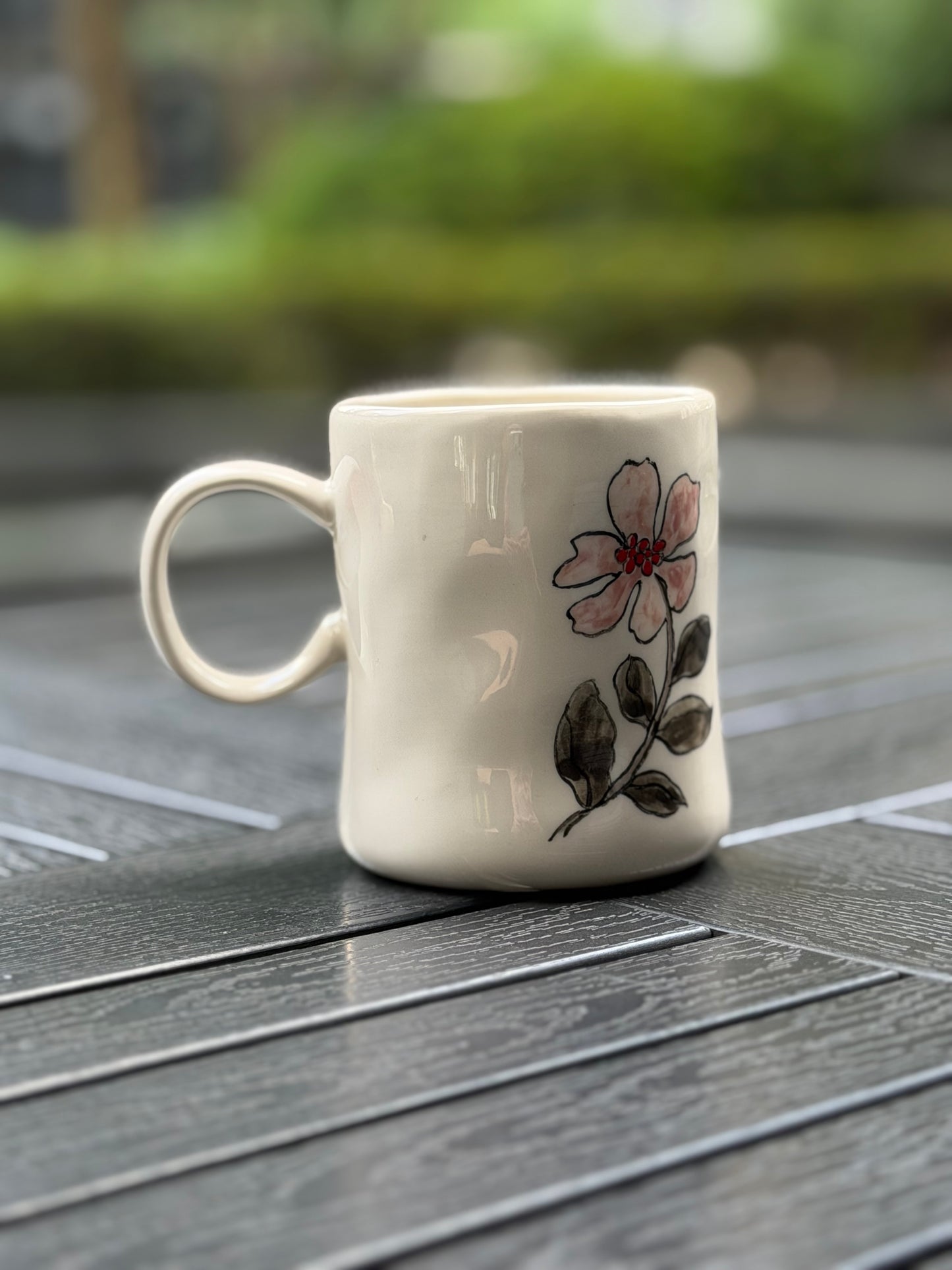 Scarlet Muse Hand-Painted Ceramic Mug