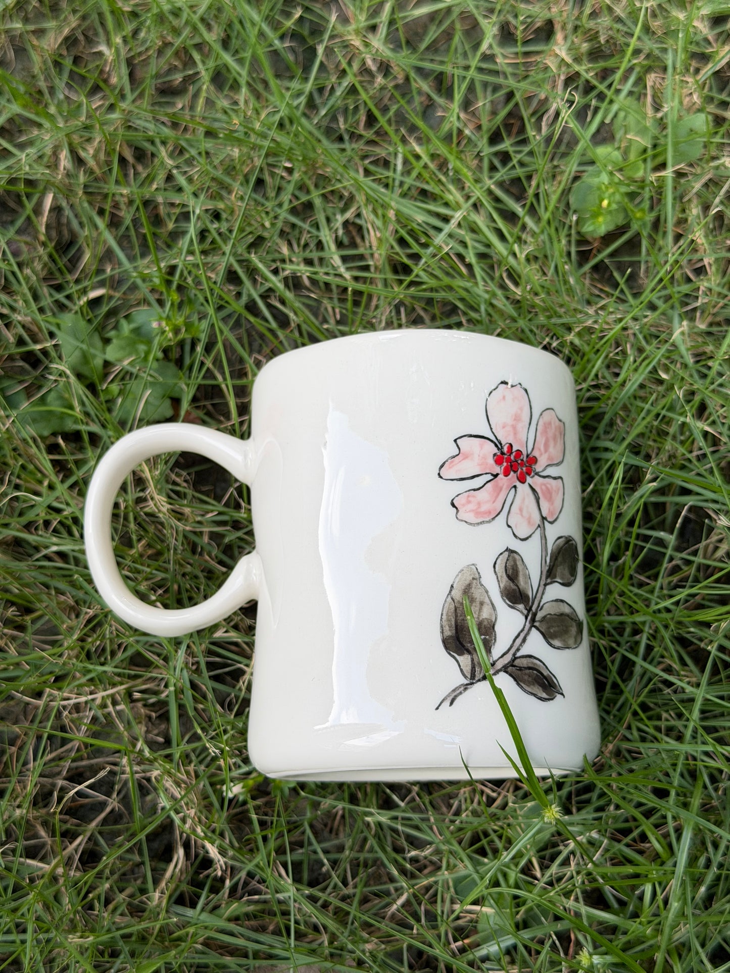 Scarlet Muse Hand-Painted Ceramic Mug
