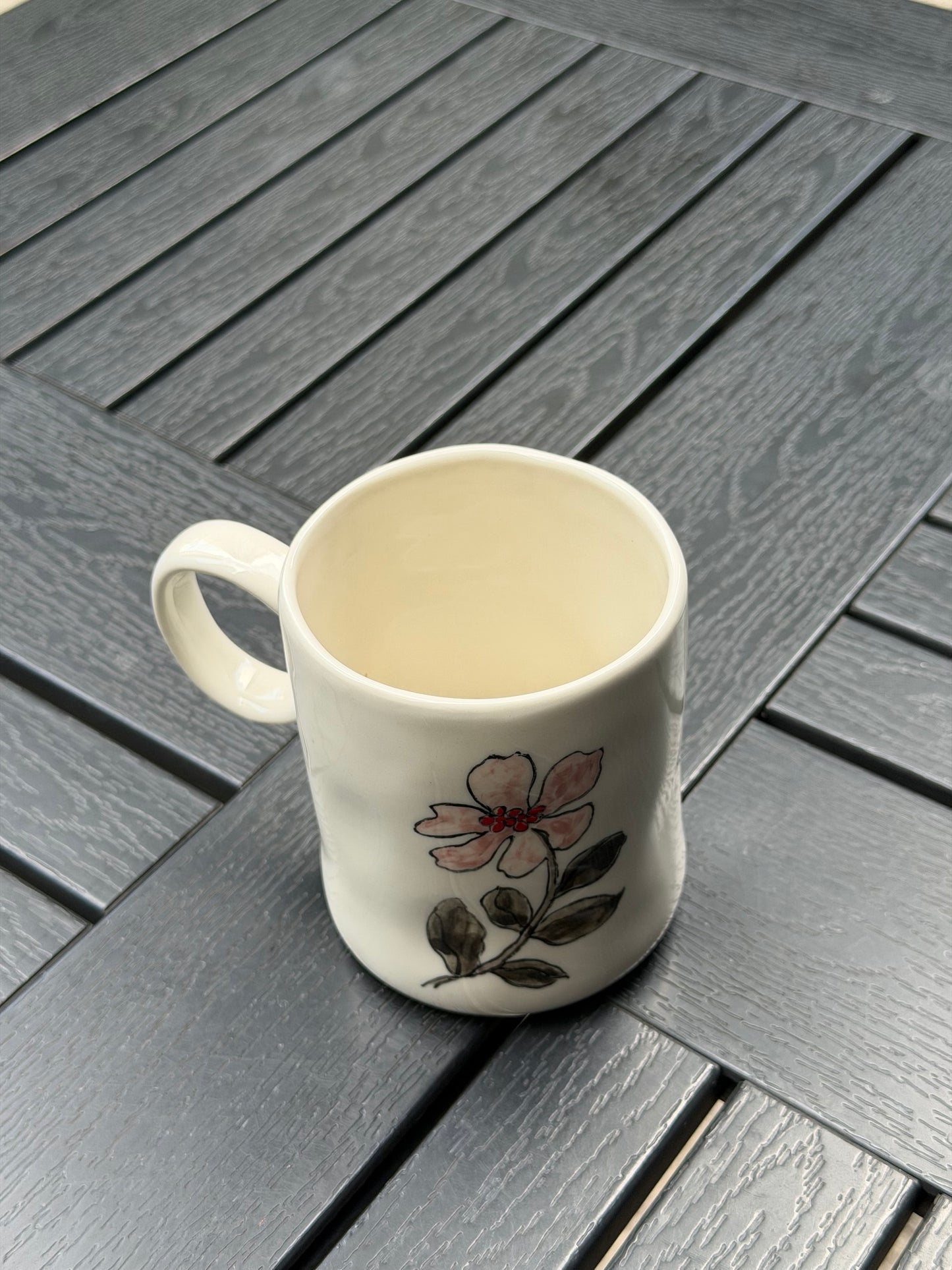 Scarlet Muse Hand-Painted Ceramic Mug
