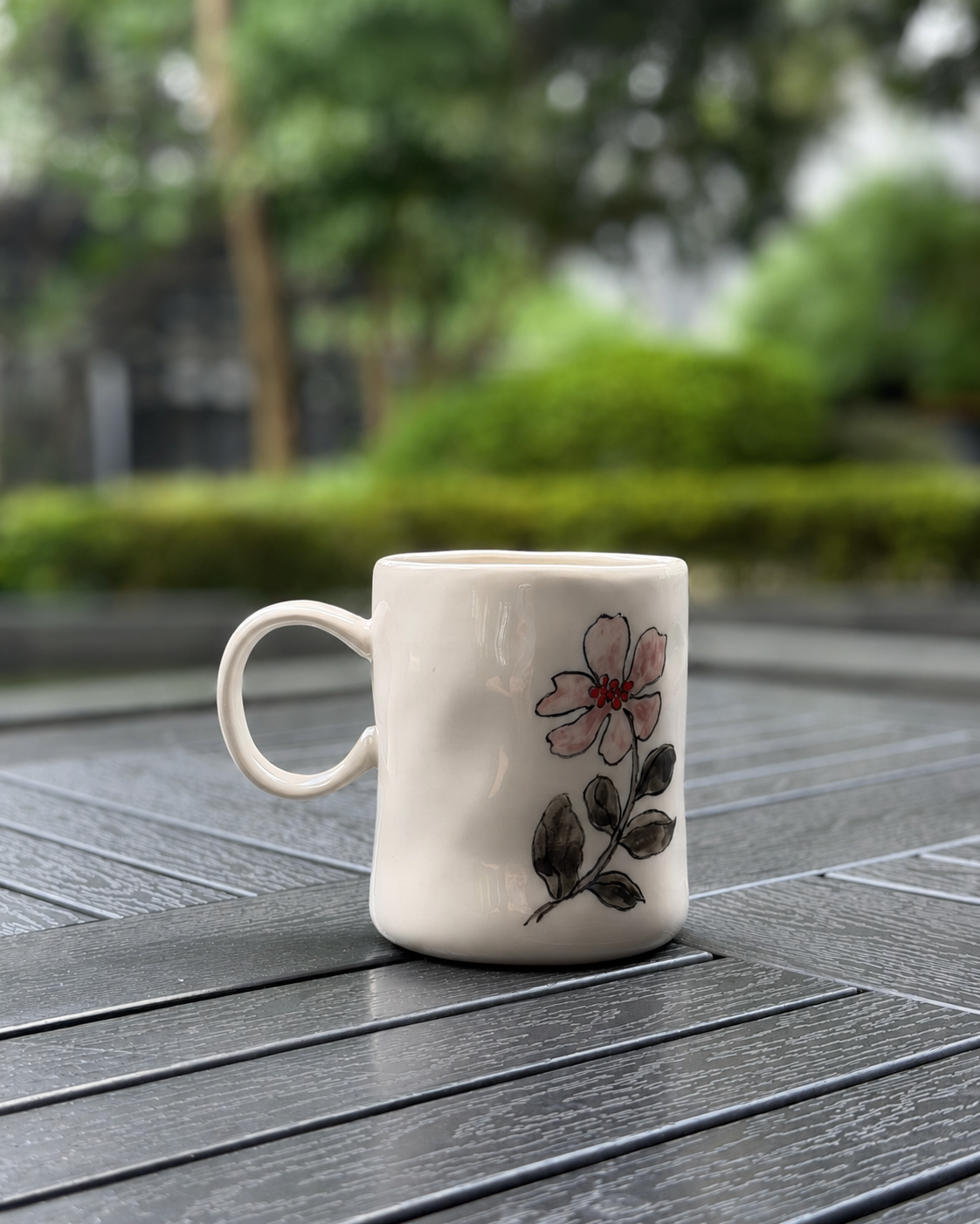 Scarlet Muse Hand-Painted Ceramic Mug