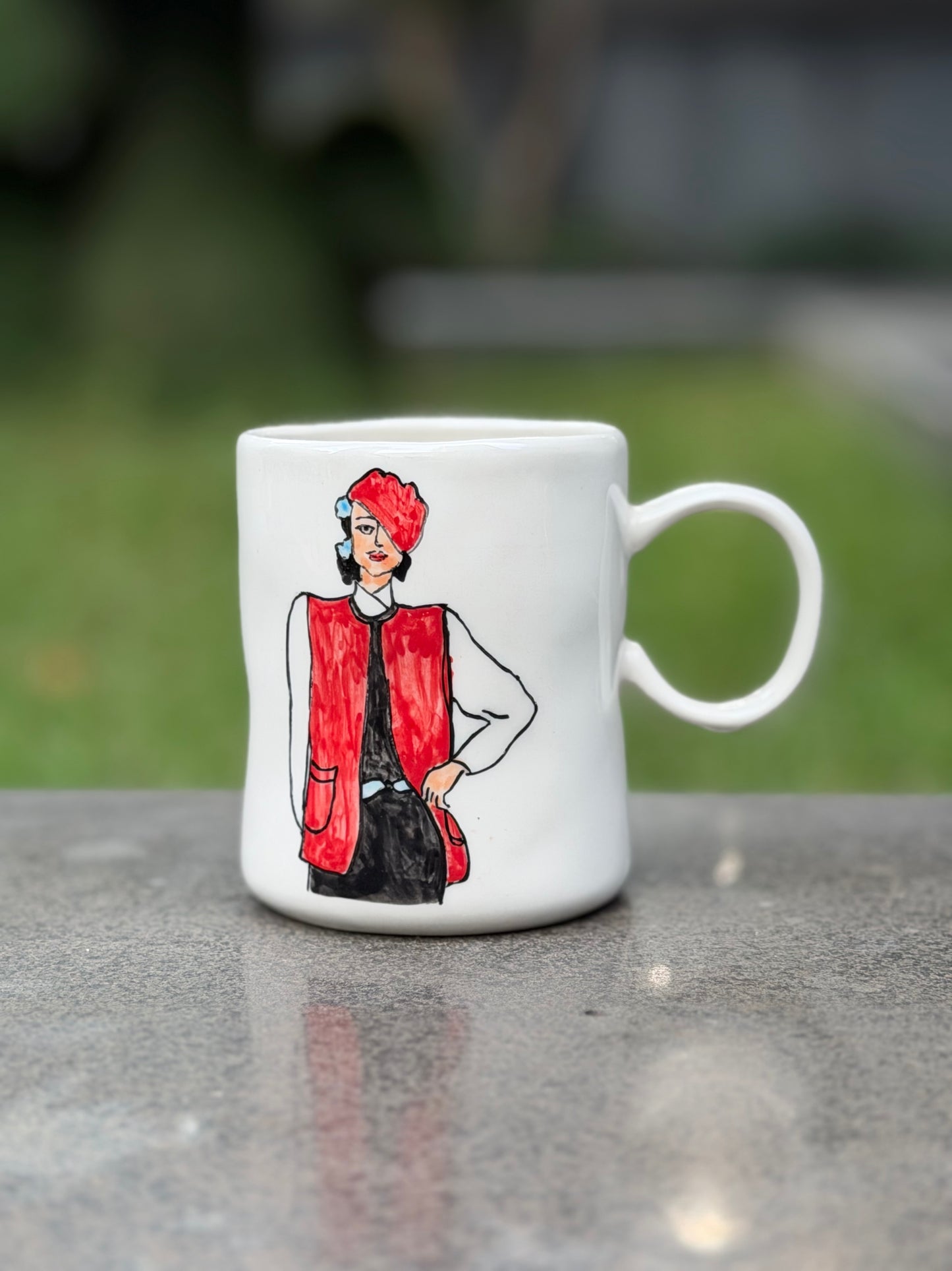 Scarlet Muse Hand-Painted Ceramic Mug