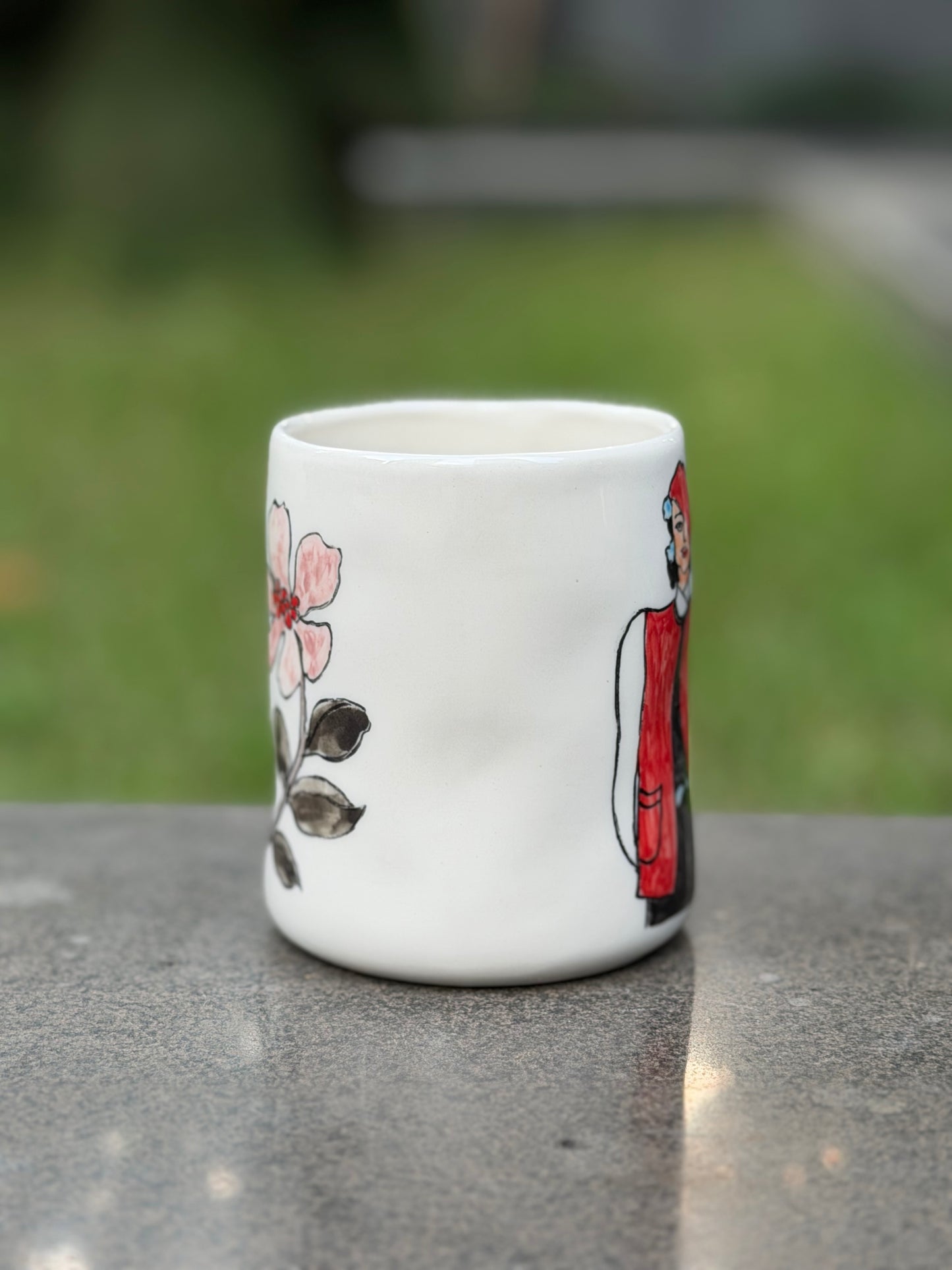 Scarlet Muse Hand-Painted Ceramic Mug