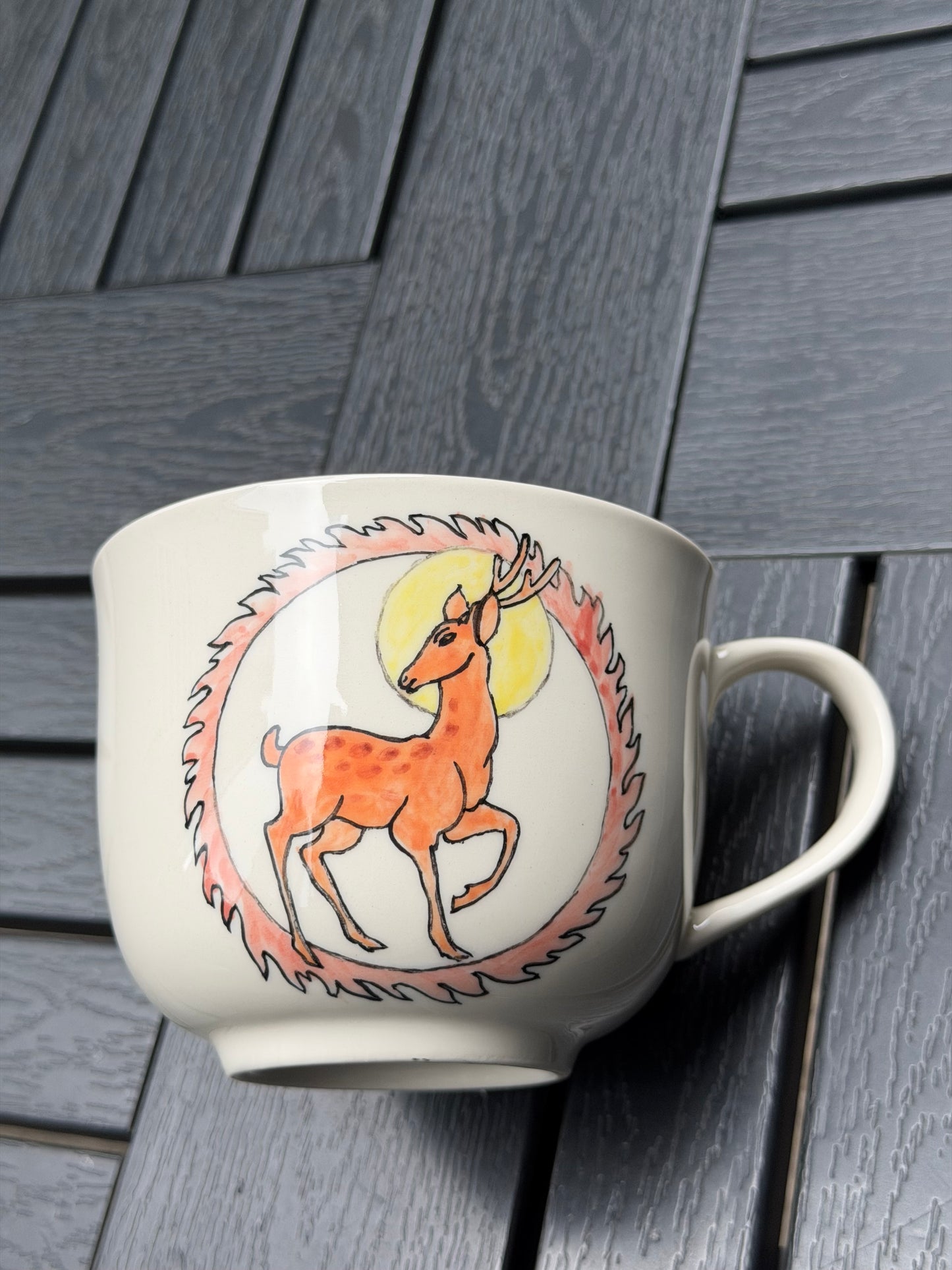 Woodland Deer Hand-Painted Mug